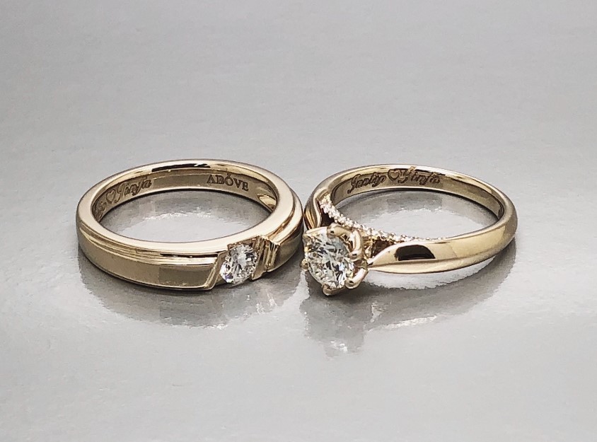 แหวนหมั้นคู่ แหวนแต่งงาน สีวนิลลาโกลด์