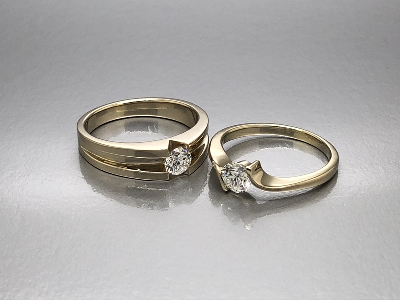 แหวนหมั้นคู่ แหวนแต่งงานคู่ เพชรฝัง