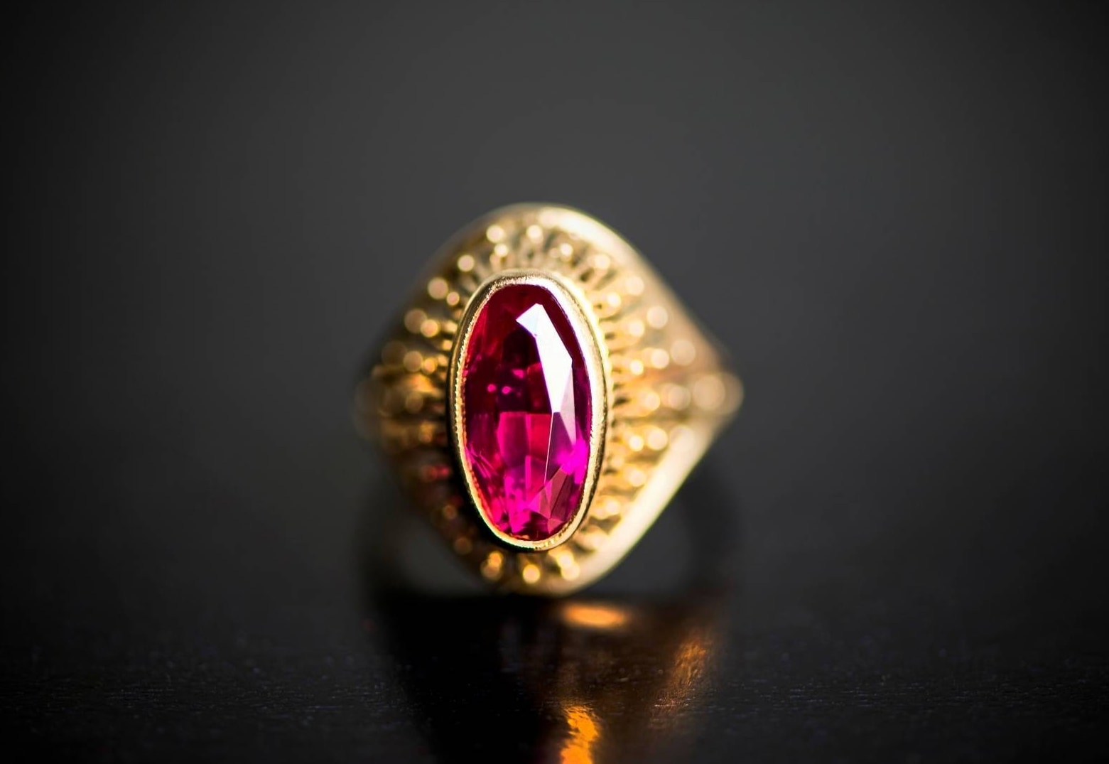 ruby on yellow gold ring