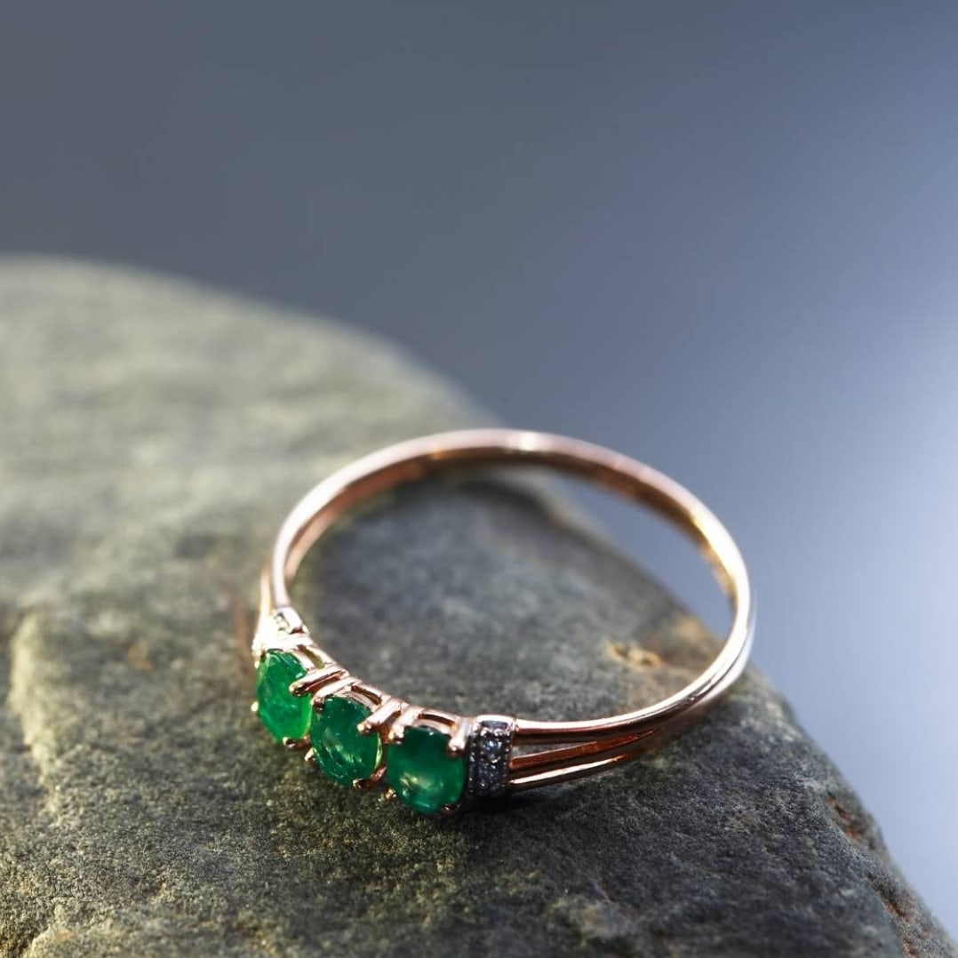 Three Stones Emerald Ring