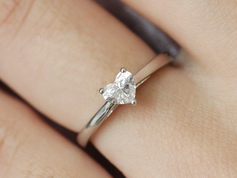 Heart shaped diamond ring