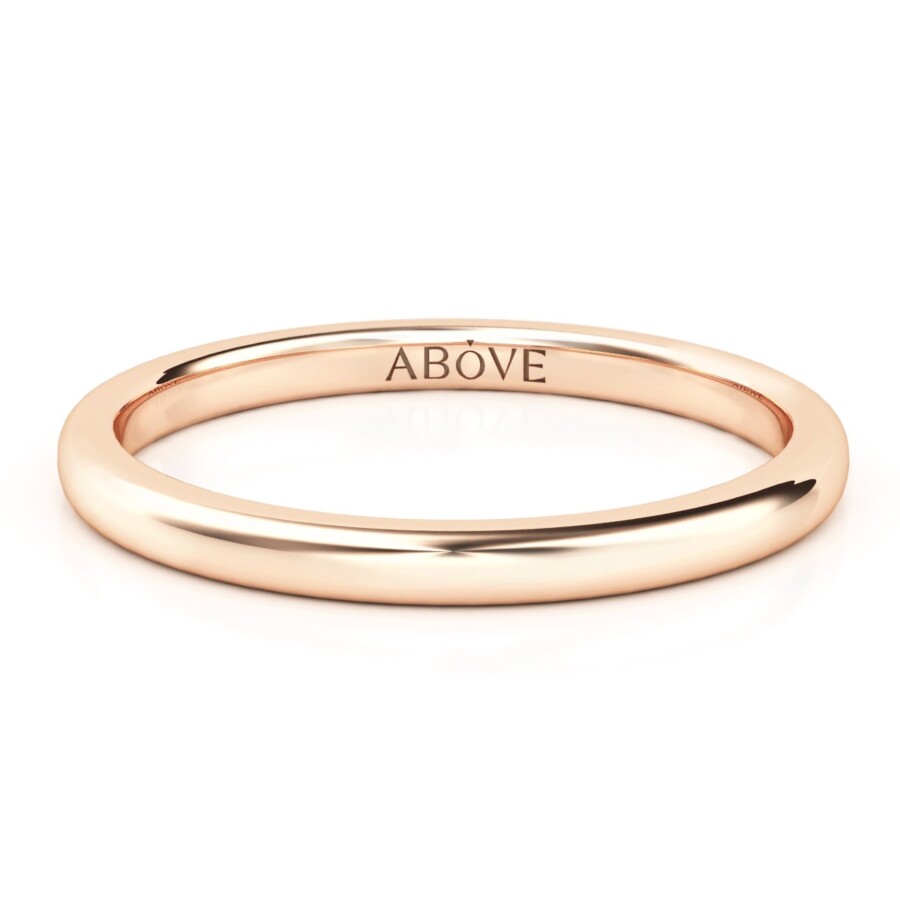 Round Gloss 2mm Slim Profile Wedding Ring in Rose Gold