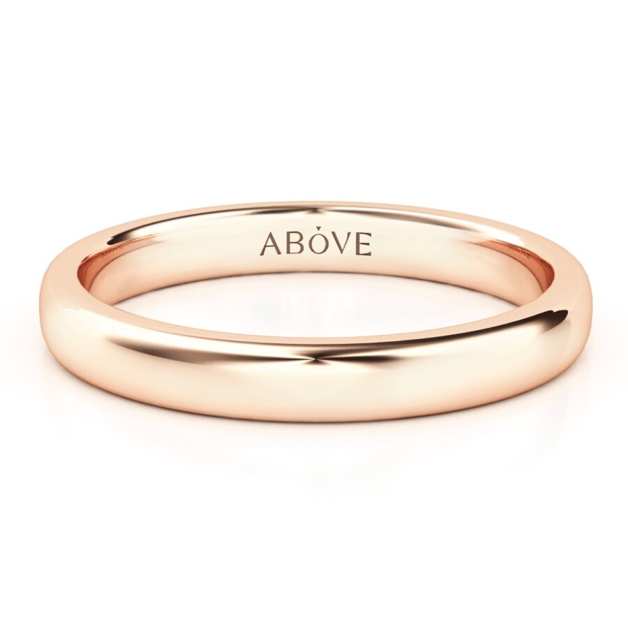 Round Gloss 3mm Thin Wedding Ring in Rose Gold
