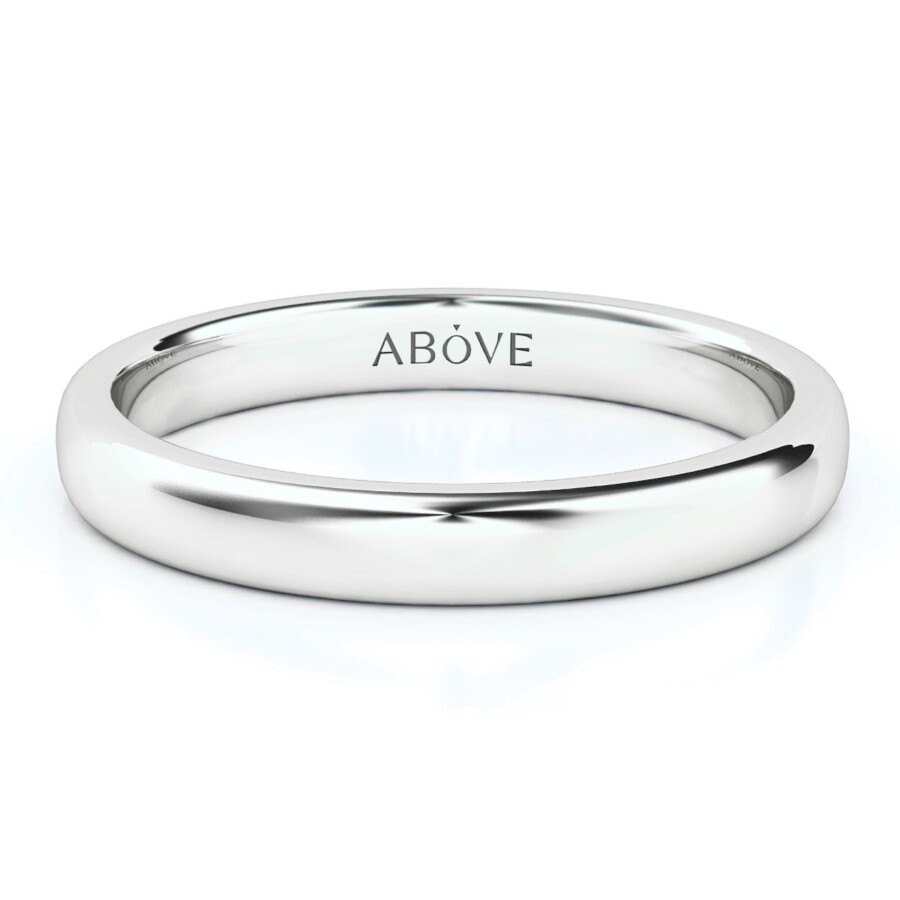 Round Gloss 3mm Thin Wedding Ring in White Gold