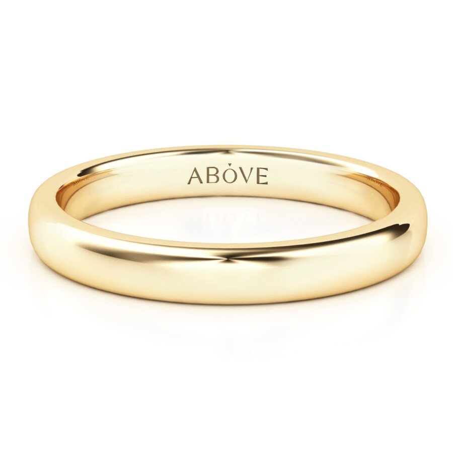 Round Gloss 3mm Thin Wedding Ring in Yellow Gold