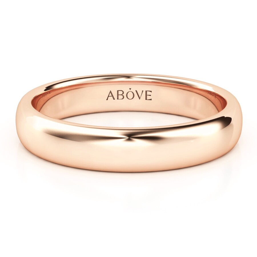 Round Gloss 4mm Comfort Fit Wedding Ring in Rose Gold