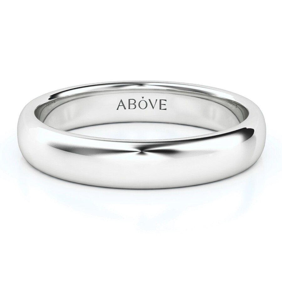 Round Gloss 4mm Comfort Fit Wedding Ring in White Gold