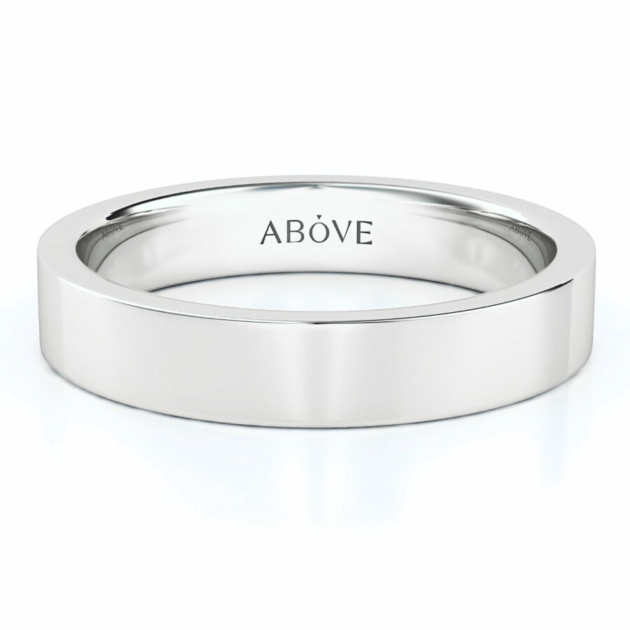 Flat Gloss 4mm Comfort Fit Wedding Ring in White Gold