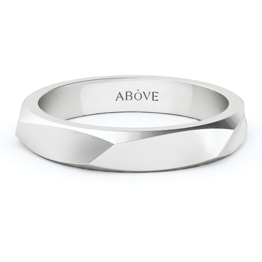 Hex 4mm Wedding Ring in White Gold