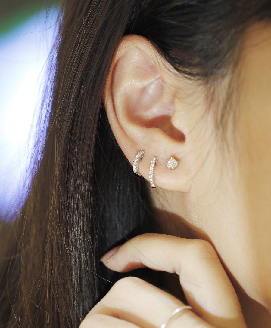 hoop earrings on ears