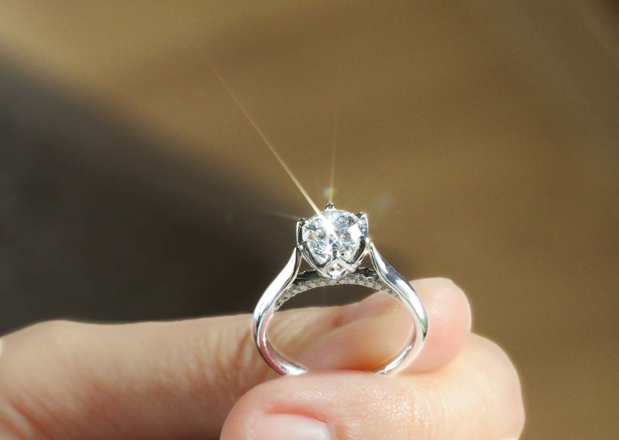 Rose Gold Round Moissanite Engagement Wedding Ring